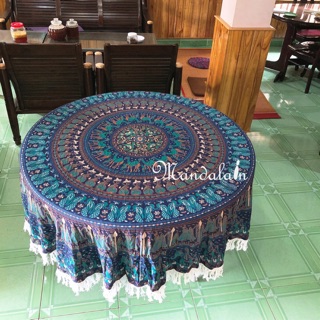 Khăn trải bàn tròn 1m8 Cotton Ấn Độ