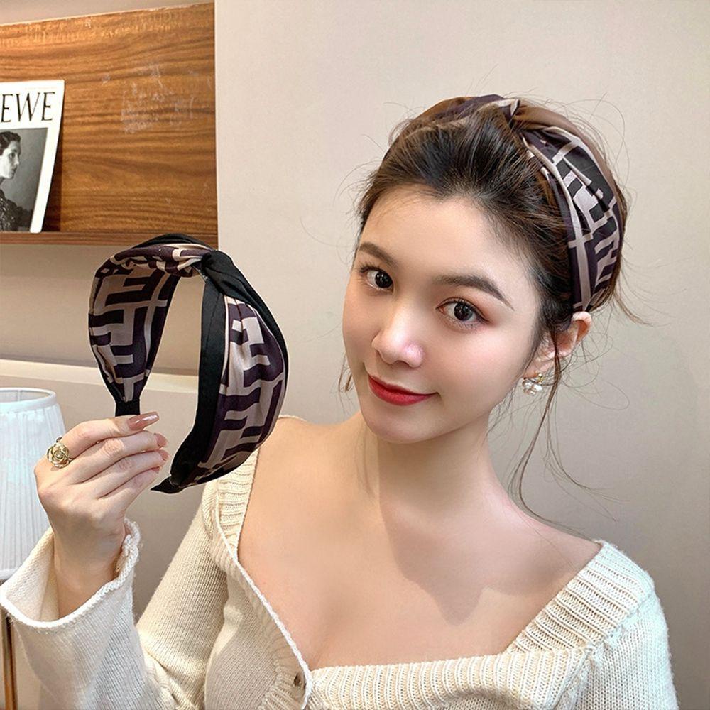 Băng Đô Cài Tóc Bản Rộng Màu Trơn Phong Cách Retro Cho Nữ WMES15H