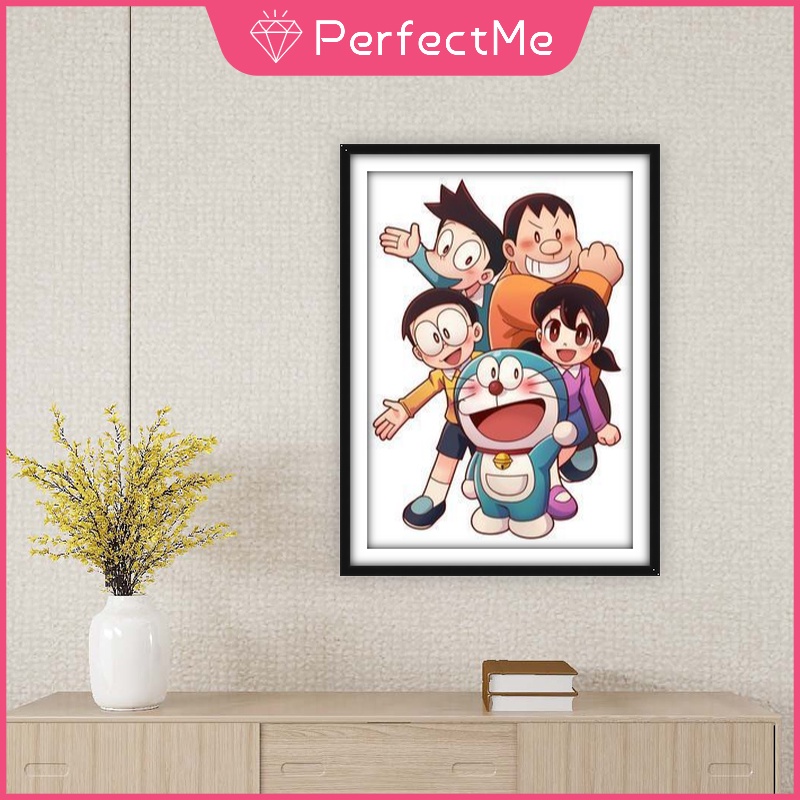 Bộ tranh đính đá 5D họa tiết hoạt hình Doraemon độc đáo DIY ​Tranh nghệ thuật treo tường trang trí kích thước 30 X 40cm