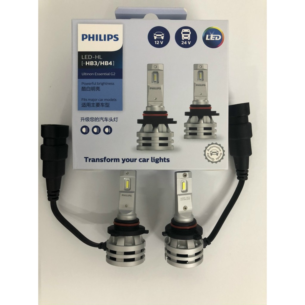Hộp 2 bóng đèn  LED t HB3 / HB4 Ultinon của Philips Gen2 12V / 24V 24W 6500K 11005UE2X2