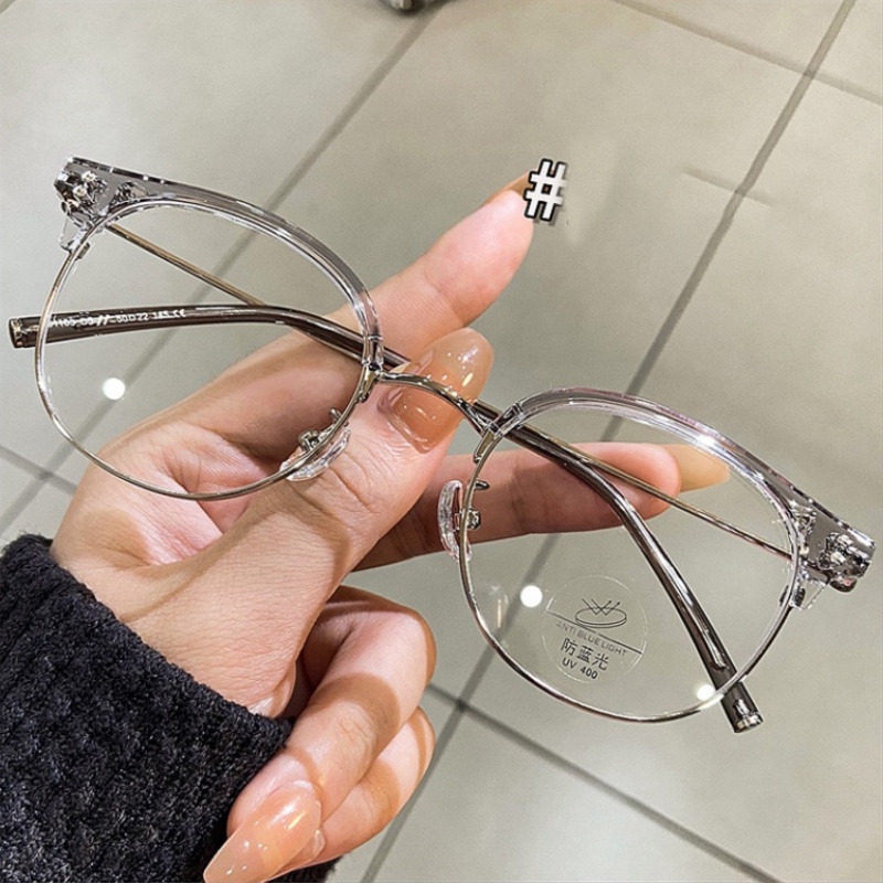 Mắt Kính Nửa Gọng Oval Bằng Kim Loại Siêu Nhẹ Thay Thế