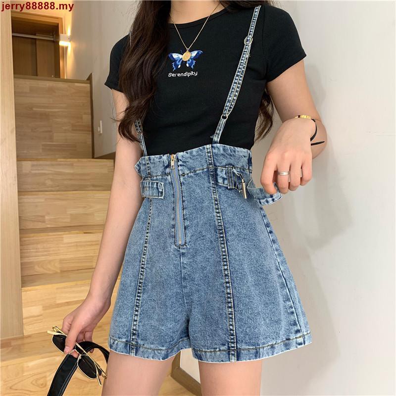 Quần Yếm Denim Ngắn Lưng Cao Phong Cách Phương Tây Dành Cho Nữ 2021 4.19