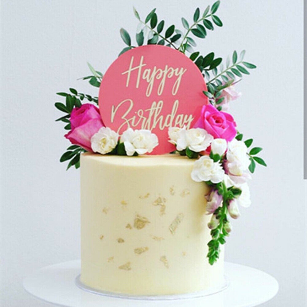 Phụ Kiện Trang Trí Bánh Kem Chữ Happy Birthday Bằng Acrylic Trong Suốt