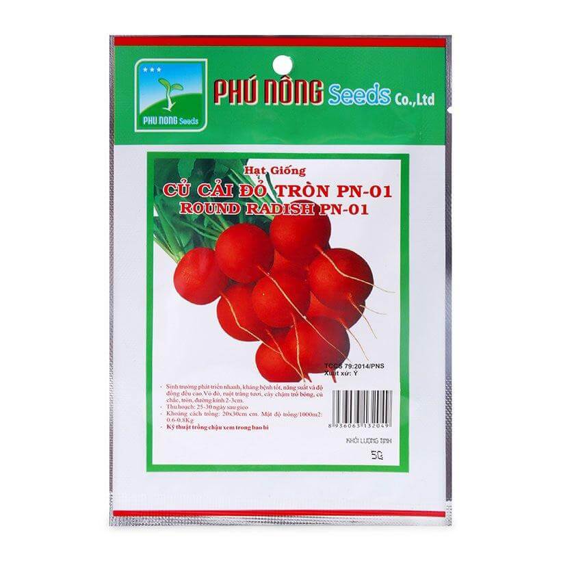 Hạt Giống Củ cải Đỏ Tròn Phú Nông hạt giống chắc khỏe, tỉ lệ nẩy mầm 98% (Vườn Sài Gòn - Vuon Sai Gon)