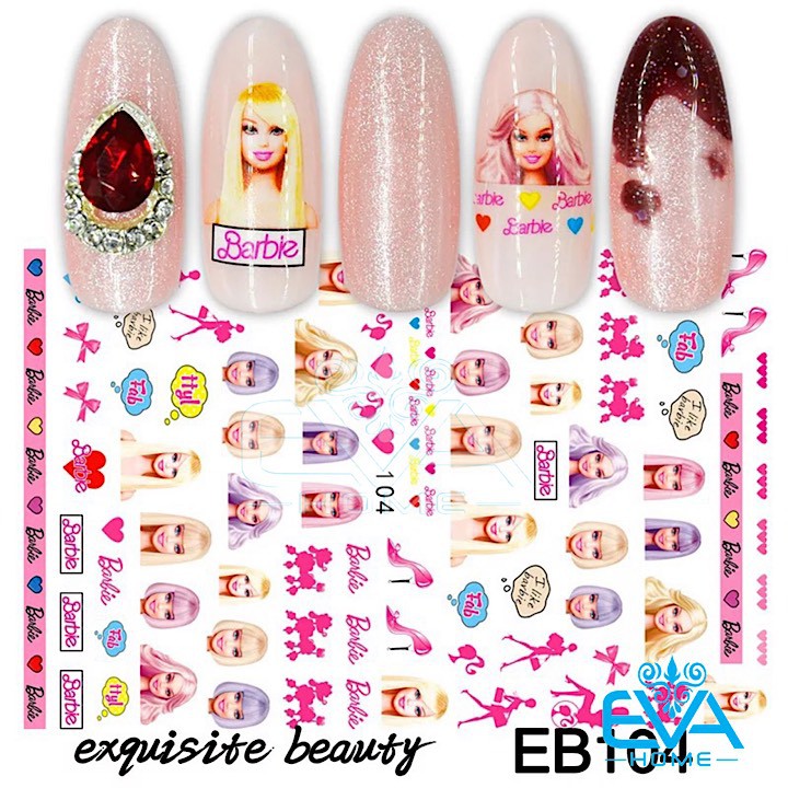 Decal Dán Móng Tay 3D Nail Sticker Hoạ Tiết Hoạt Hình Búp Bê Barbie EB104