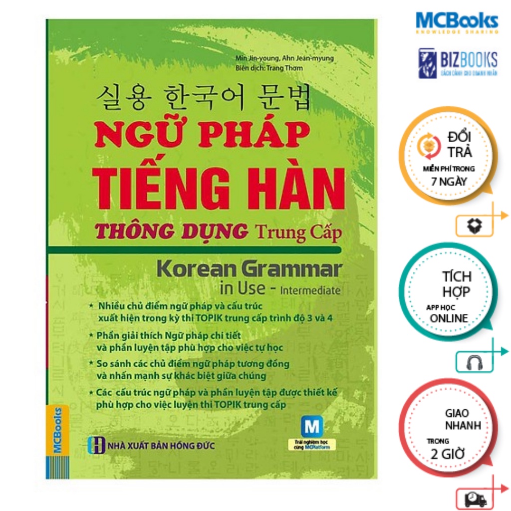 Sách - Combo Ngữ Pháp Tiếng Hàn Thông Dụng (Sơ Cấp + Trung Cấp) + Cẩm Nang Luyện Thi Topik (1 + 2) ( Dùng App )