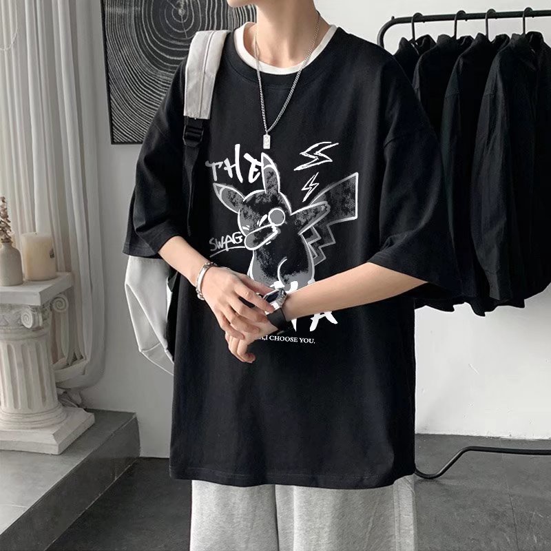 Áo Thun Tay Ngắn Cổ Tròn In Hình Hoạt Hình Dành Cho Nam size M-8XL