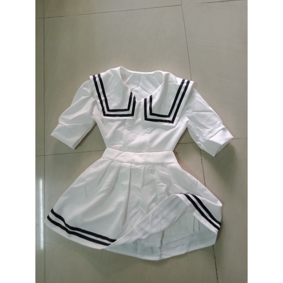Set áo croptop tay ngắn + chân váy xòe thuỷ thủ siêu cưng - TM25 | BigBuy360 - bigbuy360.vn