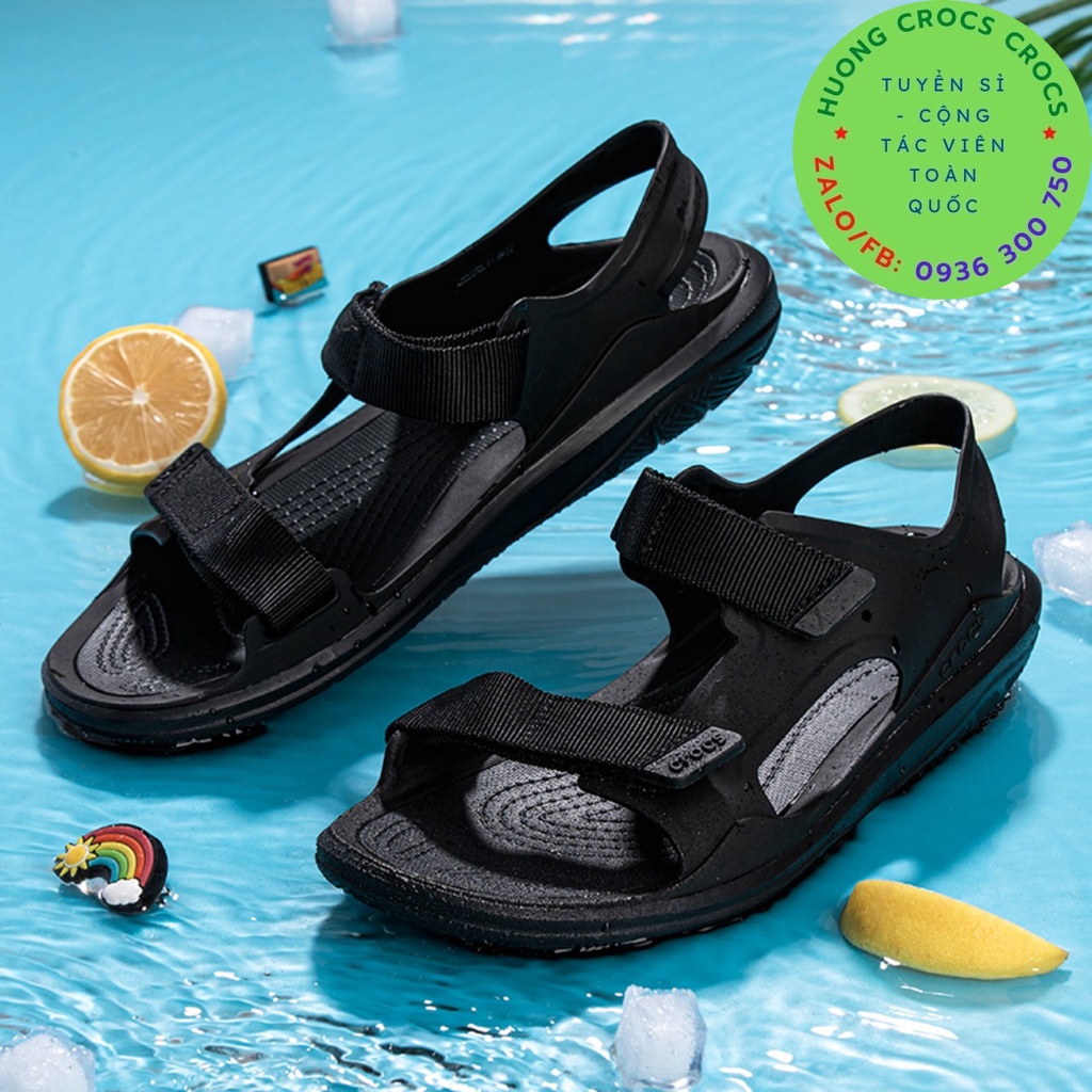 DÉP SANDAL CROCS SWIFTWATER WAVE EXPEDITION CHO NAM MÀU ĐEN CHUẨN XỊN FULL BOX