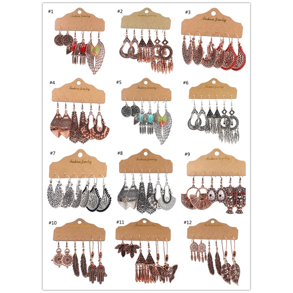 Bộ 3 Đôi Khuyên Tai Phong Cách Boho Thời Trang Cho Nữ