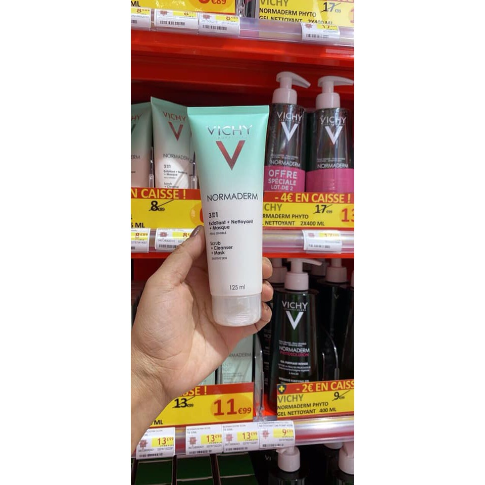 [SĂN SALE CÓ SẴN] VICHY NORMADERM 3IN1 - 3 công dụng trong 1 tuýp kem: TẨY TẾ BÀO CHẾT- SỮA RỬA MẶT- MẶT NẠ 125ml