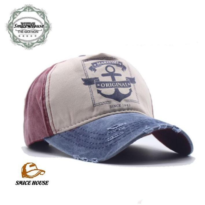 NÓN LƯỠI TRAI RÁCH CÁ TÍNH MŨ JEANS RÁCH MỎ NEO BỤI BẶM