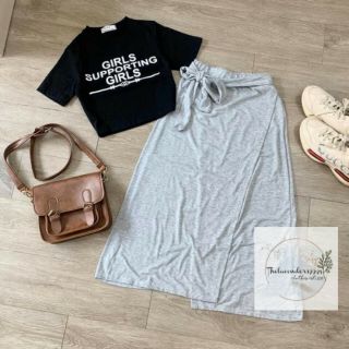 ✔️ :: SET ÁO CROP THUN - CHÂN VÁY MIDI XẺ TÀ