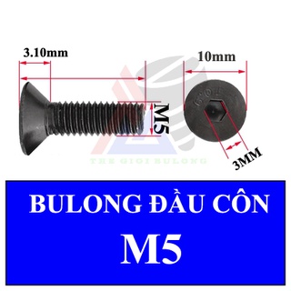 Bulong m5 Thép lục giác chìm đầu côn 10 con