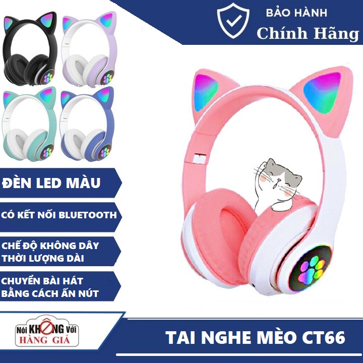 Tai Nghe Mèo Bluetooth Chụp Tai ,Tai Mèo Dễ Thương Có Mic, Âm Bass Mạnh Mẽ Nghe Cực Hay Bảo Hành 1 Năm