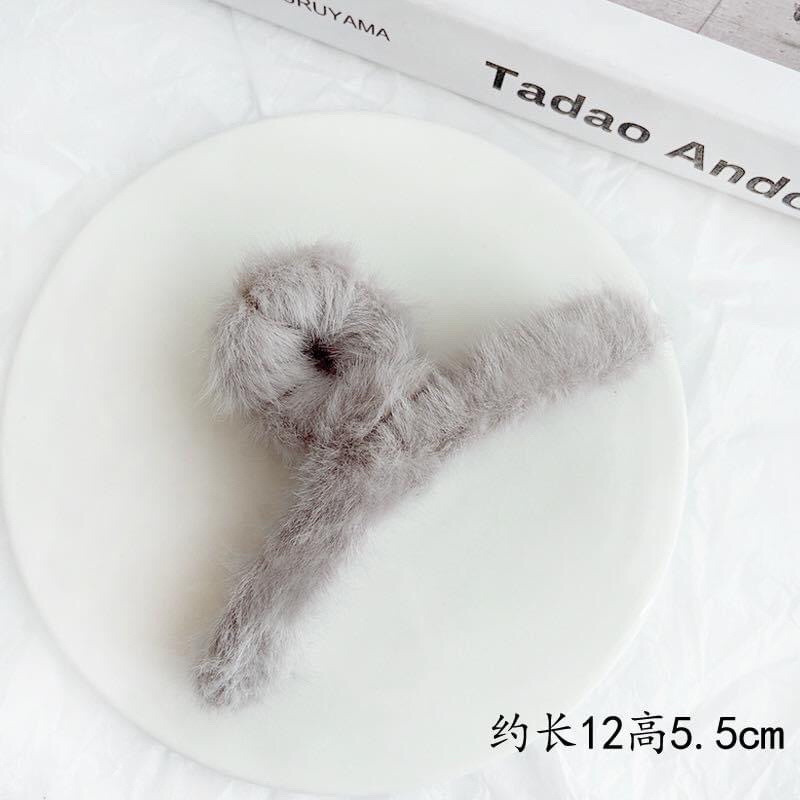 Kẹp tóc phủ lông nhung cỡ lớn phong cách Hàn Quốc thời trang thu đông xinh xắn cho nữ- Chizi Shop