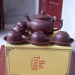 Bộ ấm chén trà bát tràng kèm đĩa sang trọng