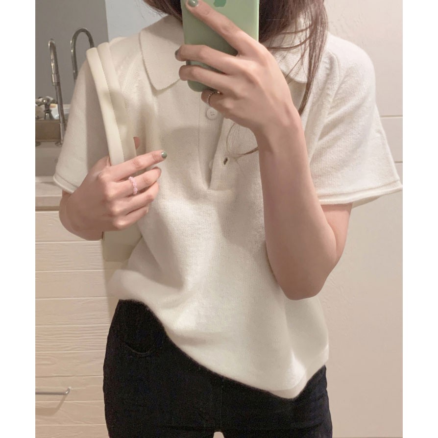 Áo sweater cổ bẻ ngắn tay 42222 | BigBuy360 - bigbuy360.vn