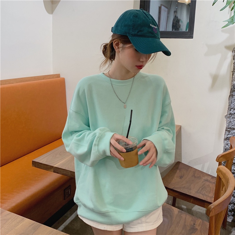 Xiaozhainv Áo Sweater Tay Dài Màu Trơn Phong Cách Hàn Quốc Năng Động Cho Nữ | BigBuy360 - bigbuy360.vn
