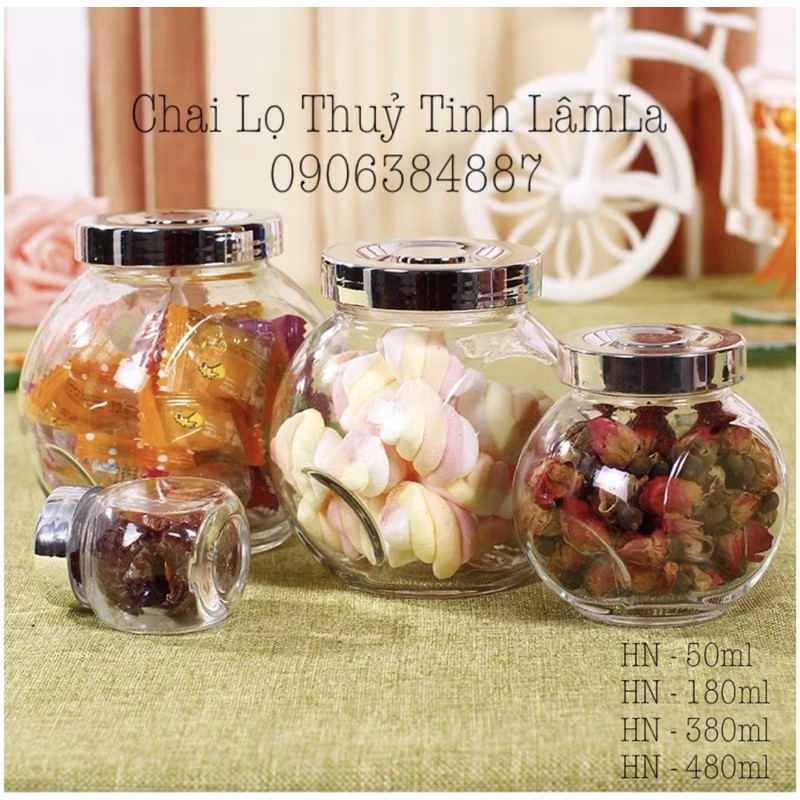 Hàng Mới Về | Hũ Thuỷ Tinh Nghiêng Nắp Nhựa Bạc 480ml | Đựng Gia Vị , Thực Phẩm Khô , Mật Ong