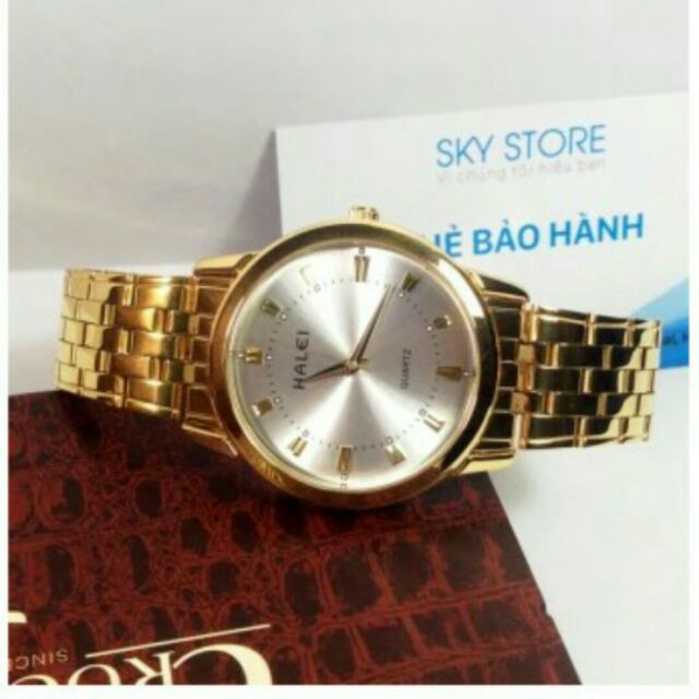 Đồng hồ nam,đồng hồ kim đeo tay nam Halei dây xích màu vàng(có size nữ)-daihuong93 | BigBuy360 - bigbuy360.vn