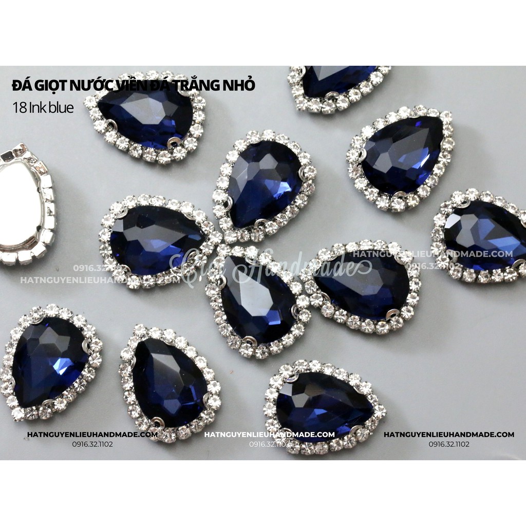 Đá giọt nước viền đá trắng nhỏ size nhỏ đến đại đế trắng có lỗ khâu link 2/2 Cici Handmade nguyên liệu DIY hạt đính kết
