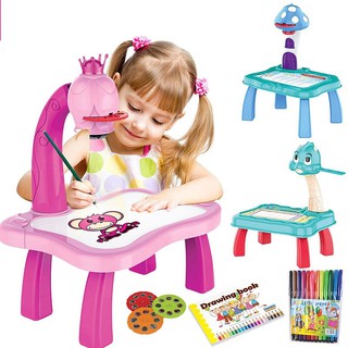 ĐỒ CHƠI VẼ TRANH - Bàn học để bàn mini có đèn chiếu sáng chiếu hình độc đáo để bé vẽ tranh, tô màu theo rất hay