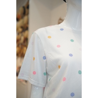 Áo thun cotton chấm bi trắng 166