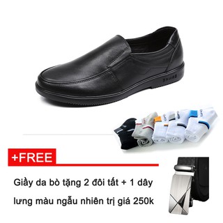 Giầy da bò tặng 2 đôi tất, 1 dây lưng