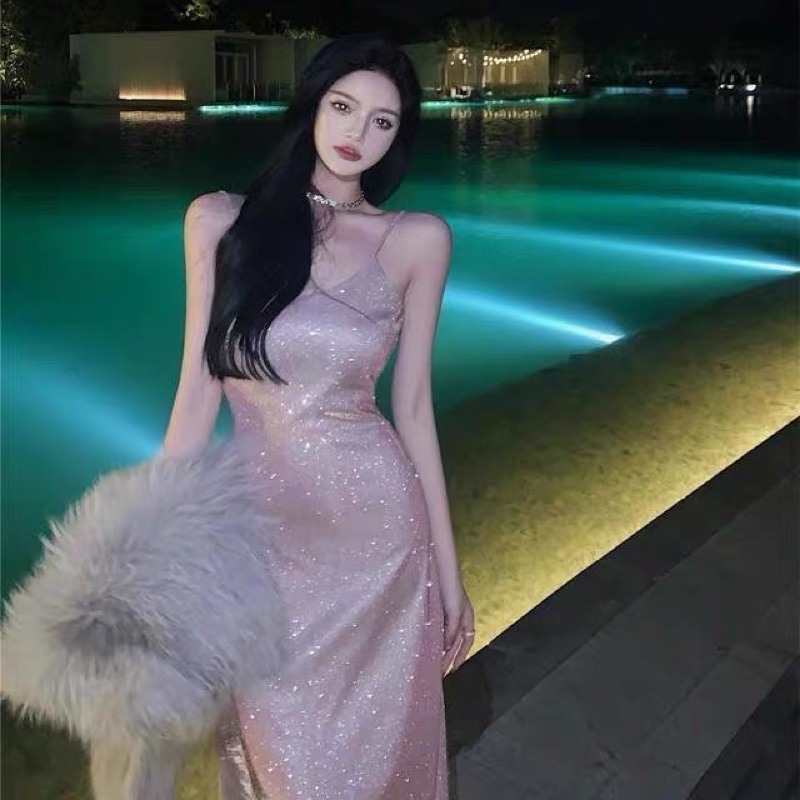 Đầm Dây Nhũ Hồng