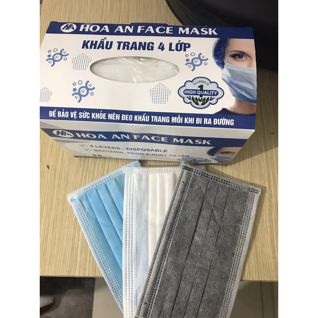 Hộp Khẩu trang y tế 4 lớp - 50 cái/ hộp chống bụi bẩn, chống nắng hàng dày dặn có giấy tờ l Khẩu trang y tế đa năng | BigBuy360 - bigbuy360.vn