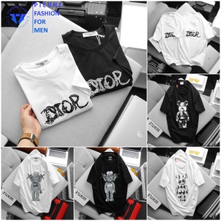 Áo thun nam nữ in hình dior, kaws, bearbrick chất vải cotton cao cấp thoáng mát