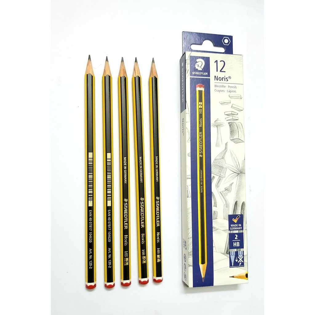 Bút chì Đức staedtler Noris [ GIÁ TỐT trong tháng - Hộp 12 cây (tặng đệm cầm bút) bút chì HB,2B. Gỗ mịn, chì mềm