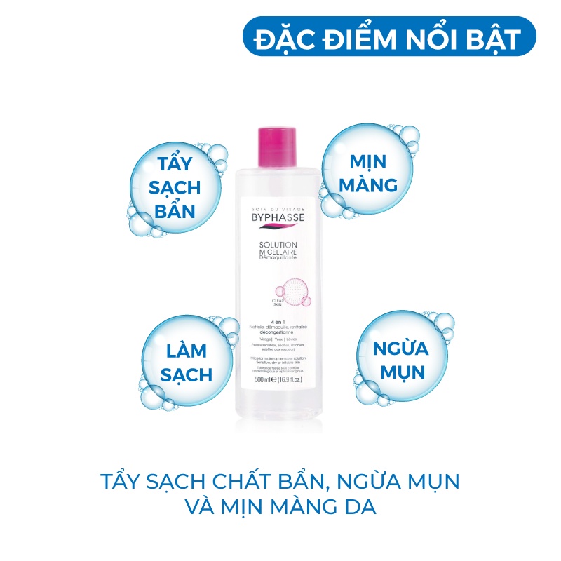 Nước tẩy trang - Dầu tẩy trang sạch sâu Byphasse Solution Micallaire Face Tây Ban Nha 500ml