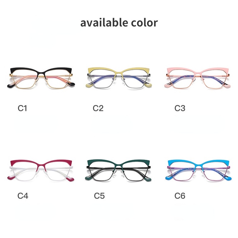 Mắt Kính TR90 Gọng Kim Loại Chống Ánh Sáng Xanh Thời Trang Cho Nữ