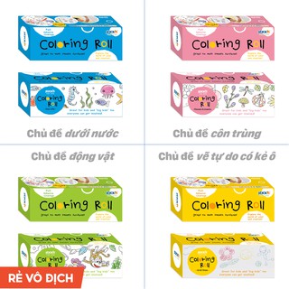 Tranh tô màu bằng giấy dán size nhỏ cho bé tô vẽ, keo dán nhiều lần không đọng keo, tặng kèm bút chì màu Coloring Roll