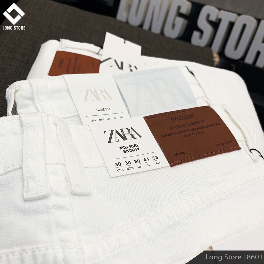 Quần jean nam za.ra ống ôm màu trắng cao cấp form skinny, quần bò nam năng động co giãn VBSHOP