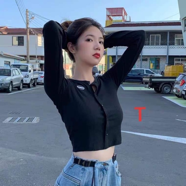 Áo croptop thun gân
