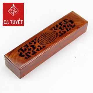 [FREESHIP] Hộp đựng đũa, thìa, dĩa, bút viết chạm trổ băng gỗ hương