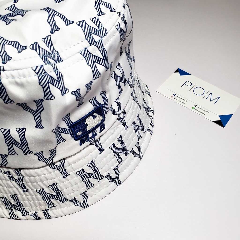 Mũ Bucket M.L.B NY Monogram White nón Bucket NY - Pom Store