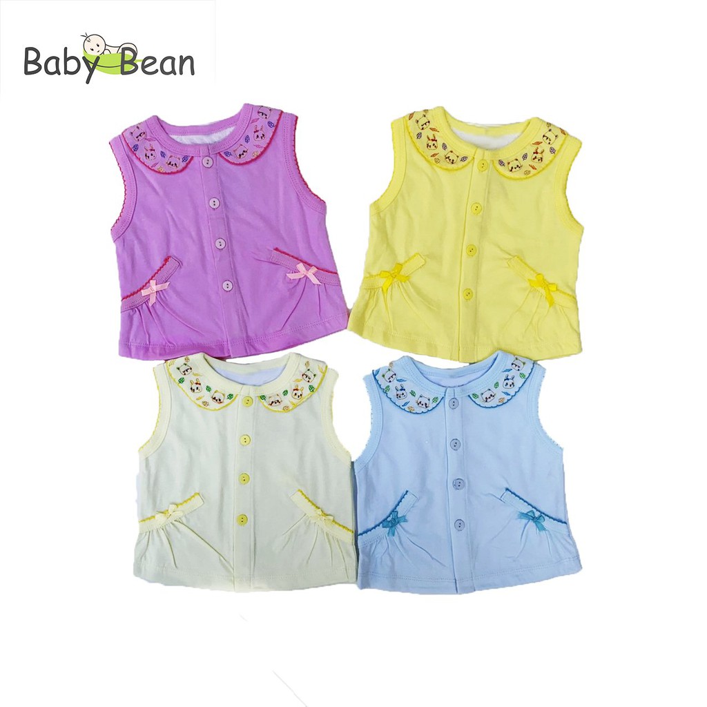 Áo Gile Cotton Cổ Sen Bé Sơ Sinh Gái BabyBean