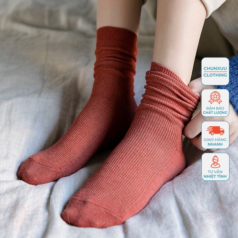 Tất nữ cao cổ chất liệu cotton co dãn thoáng khí - Chunxuu T05