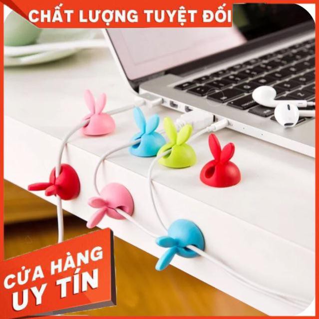 Combo 4 Kẹp Dây Điện Silicon Tai Thỏ con xinh xắn giữ dây cáp,dây điện,tai nghe điện thoại,laptop K136