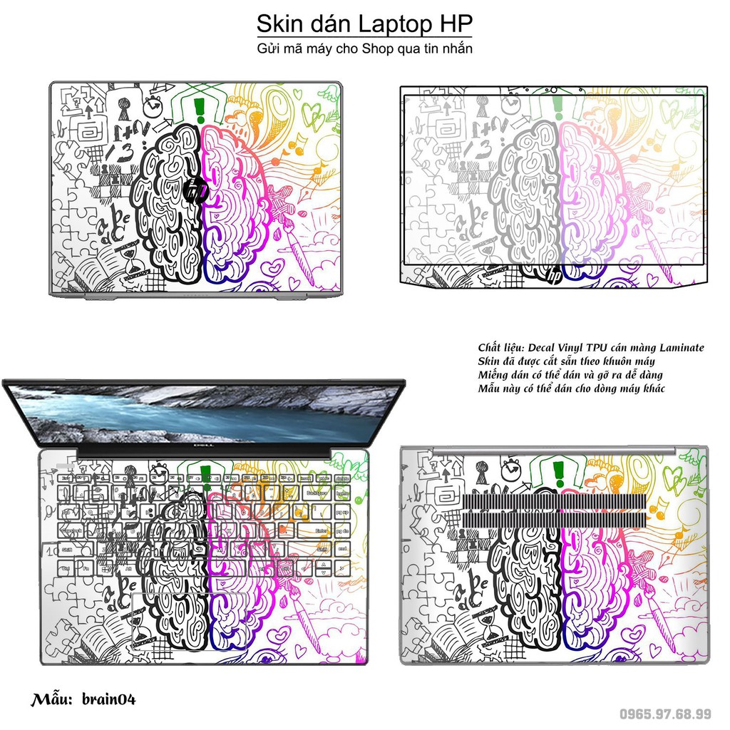 Skin dán Laptop HP in hình Left Brain Right Brain (inbox mã máy cho Shop)