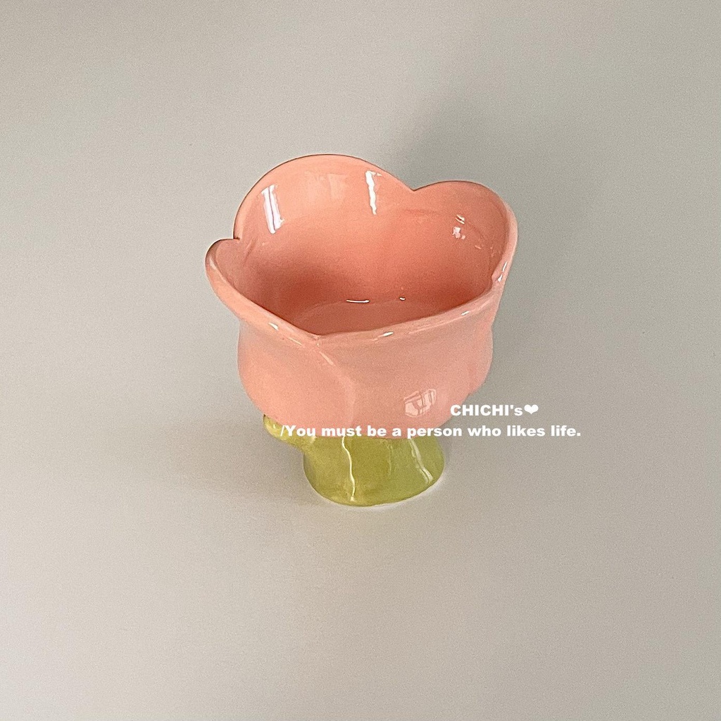 Cốc Sứ Uống Cà Phê In Hình Hoa tulip Dễ Thương Chất Lượng Cao