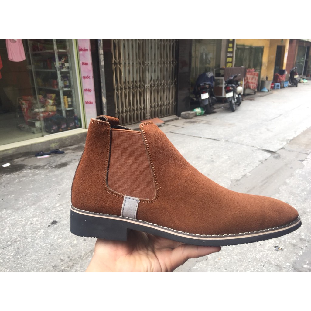 Giày chelsea boot nam da bò lộn nguyên tấm nhập khẩu 2h-58