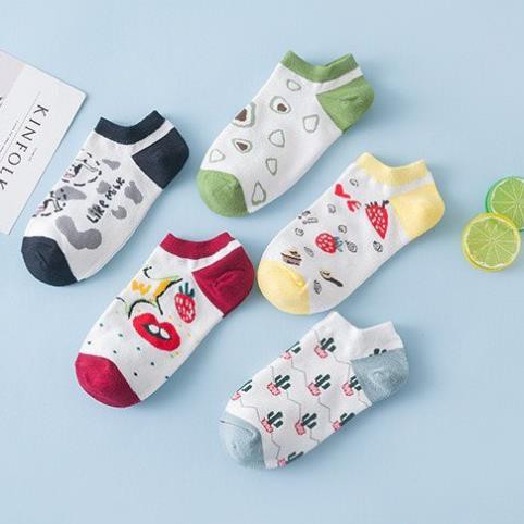 Tất Tất cổ Ngắn Hình Unisex Cotton Họa Tiết Phong cách Nhật Hàn Hot Trend Ulzzang Tất Ngắn cổ Nam nữ Thời trang