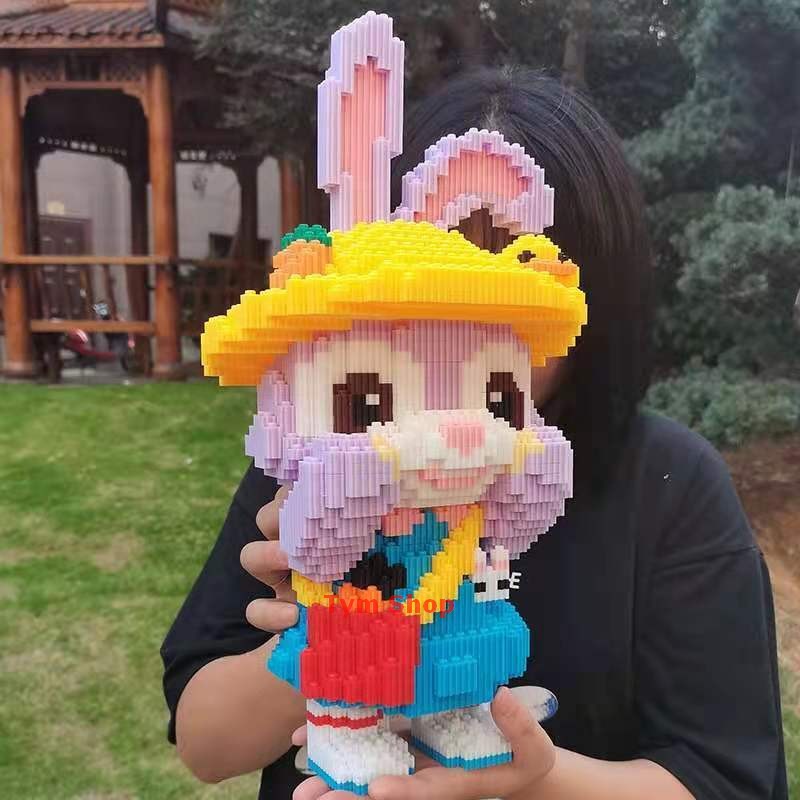 Xếp hình thỏ tím Stella Lou cỡ lớn 39cm nhân vật hoạt hình nano 3D lắp ráp mô hình cỡ lớn Chuẩn Mẫu