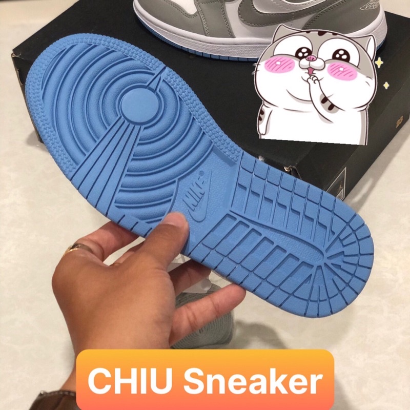Giày thể thao jd1 cổ thấp white grey phiên bản cao cấp giày Sneaker Jordan cổ thấp xám đế xanh