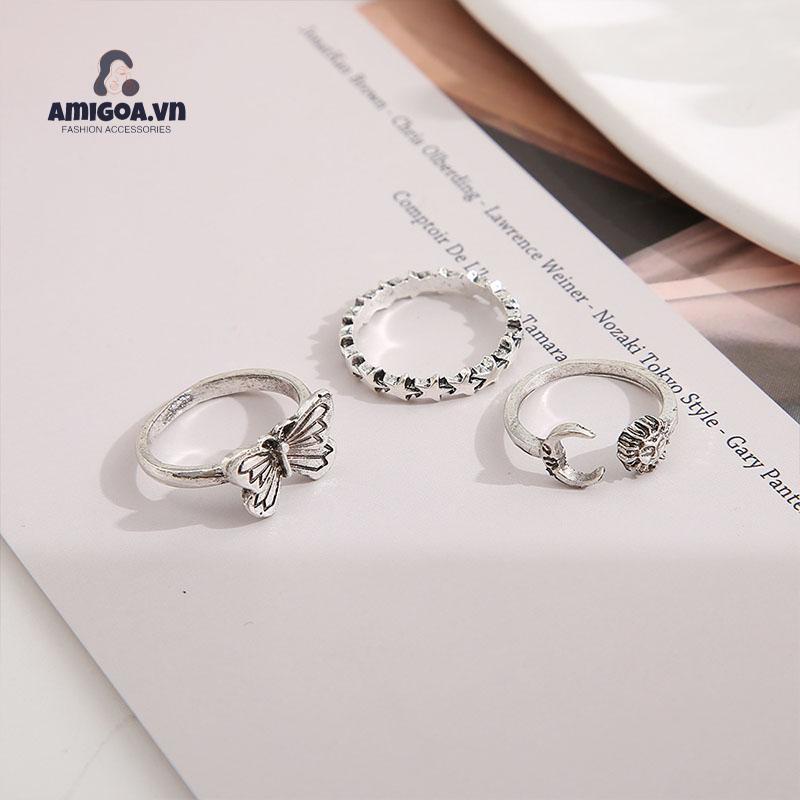 ✨✨Bộ 3 Nhẫn Mở Hình Hoa Hướng Dương/ Bươm Bướm Phong Cách Cổ Điển Thời Trang